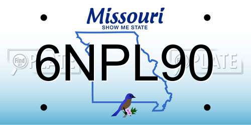6NPL90 Missouri License Plate