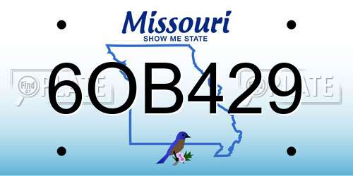 6OB429 Missouri License Plate
