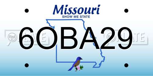 6OBA29 Missouri License Plate
