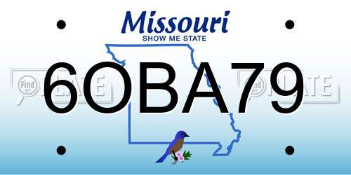 6OBA79 Missouri License Plate