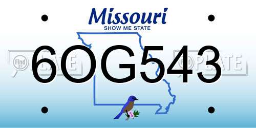 6OG543 Missouri License Plate