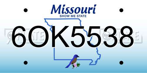 6OK5538 Missouri License Plate