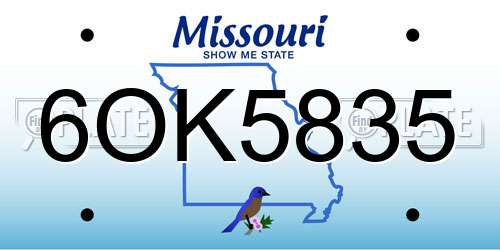 6OK5835 Missouri License Plate
