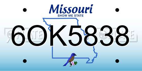 6OK5838 Missouri License Plate