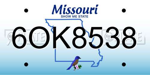 6OK8538 Missouri License Plate