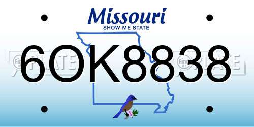 6OK8838 Missouri License Plate