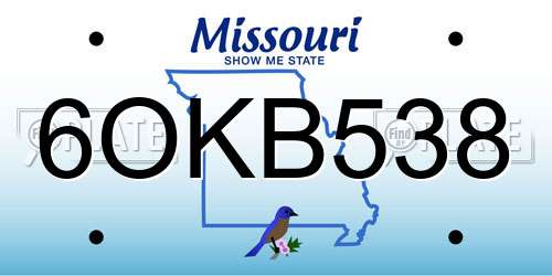6OKB538 Missouri License Plate