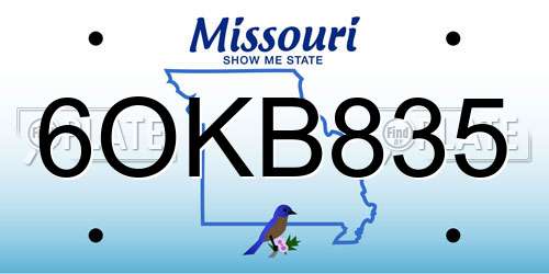 6OKB835 Missouri License Plate
