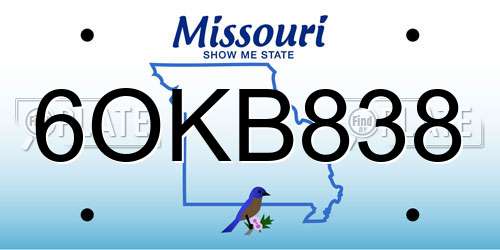 6OKB838 Missouri License Plate