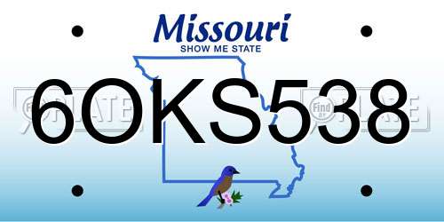 6OKS538 Missouri License Plate