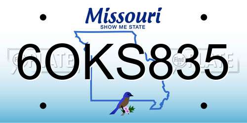 6OKS835 Missouri License Plate