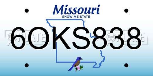 6OKS838 Missouri License Plate