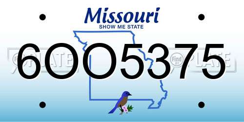 6OO5375 Missouri License Plate