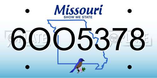6OO5378 Missouri License Plate