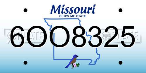 6OO8325 Missouri License Plate