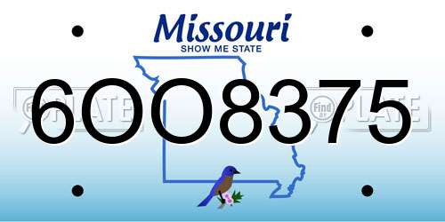 6OO8375 Missouri License Plate