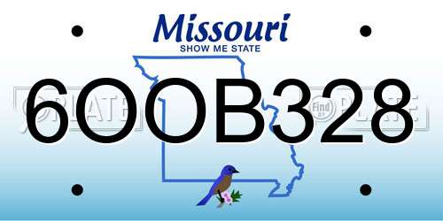 6OOB328 Missouri License Plate