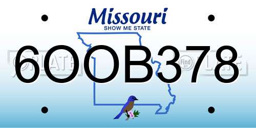 6OOB378 Missouri License Plate