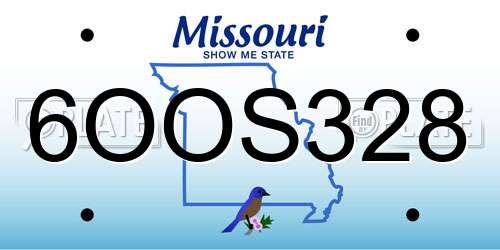 6OOS328 Missouri License Plate