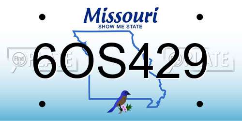 6OS429 Missouri License Plate