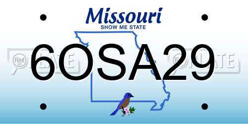 6OSA29 Missouri License Plate