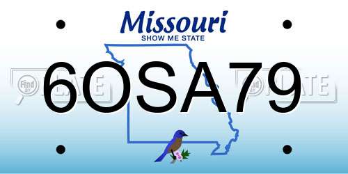 6OSA79 Missouri License Plate