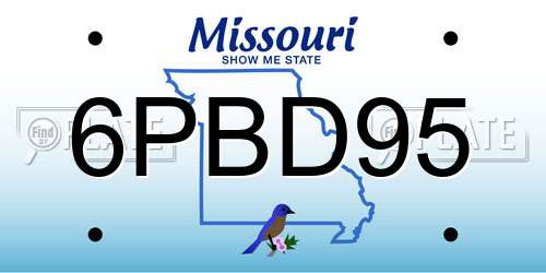 6PBD95 Missouri License Plate