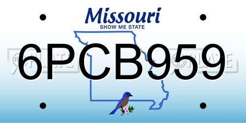 6PCB959 Missouri License Plate