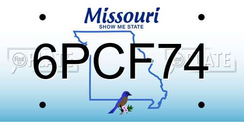 6PCF74 Missouri License Plate
