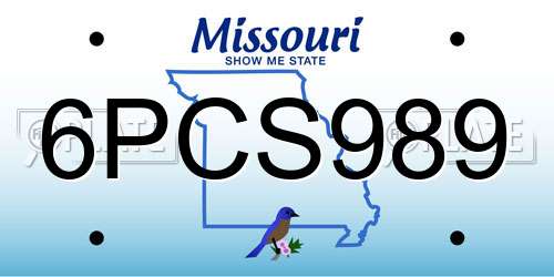 6PCS989 Missouri License Plate