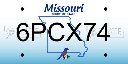 6PCX74 Missouri License Plate