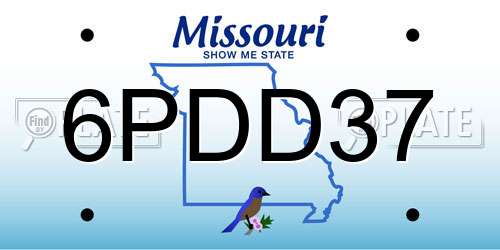6PDD37 Missouri License Plate
