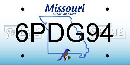 6PDG94 Missouri License Plate