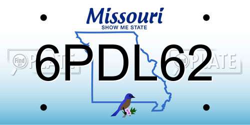 6PDL62 Missouri License Plate