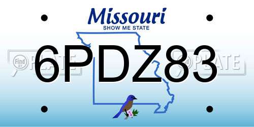 6PDZ83 Missouri License Plate