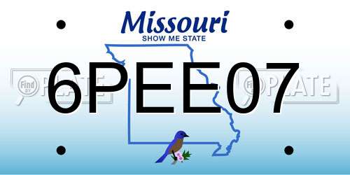 6PEE07 Missouri License Plate