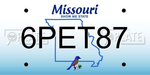 6PET87 Missouri License Plate