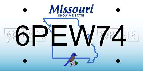 6PEW74 Missouri License Plate