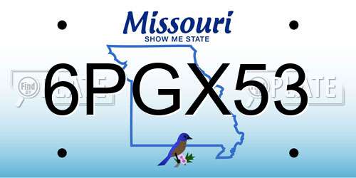 6PGX53 Missouri License Plate