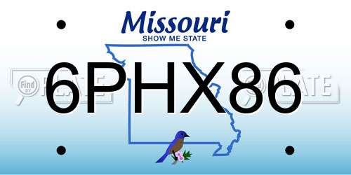 6PHX86 Missouri License Plate