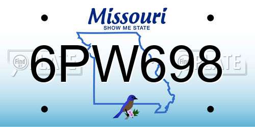 6PW698 Missouri License Plate