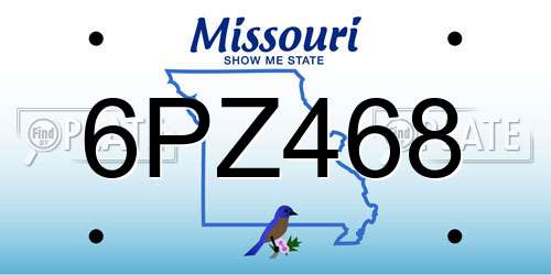 6PZ468 Missouri License Plate