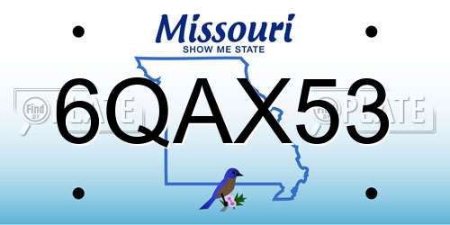 6QAX53 Missouri License Plate