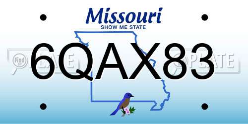 6QAX83 Missouri License Plate