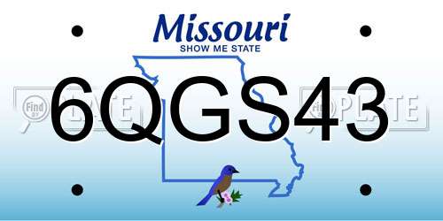 6QGS43 Missouri License Plate