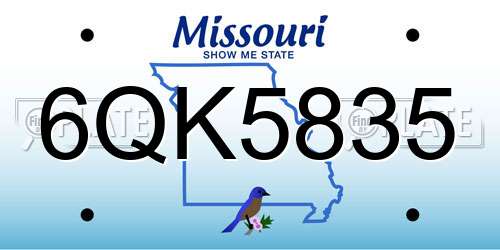 6QK5835 Missouri License Plate