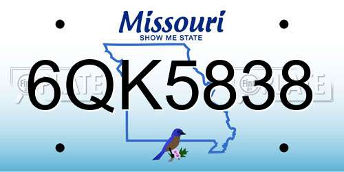 6QK5838 Missouri License Plate