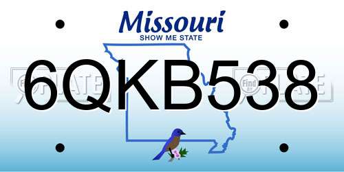 6QKB538 Missouri License Plate