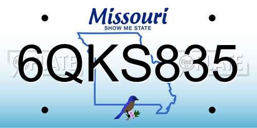 6QKS835 Missouri License Plate