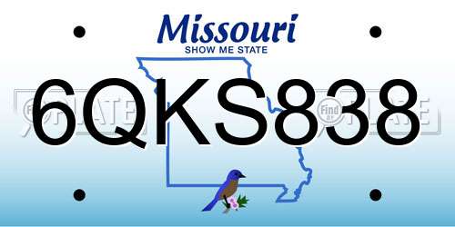 6QKS838 Missouri License Plate